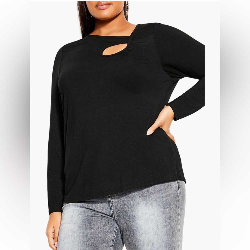 City Chic Classic Black Long Sleeve Top